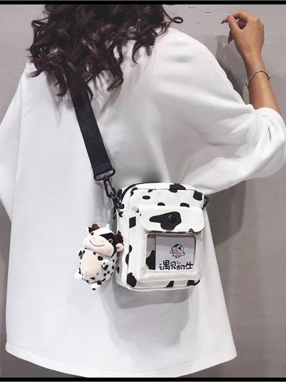 Kawaii Japan Mini Cow Print Bag with Strap